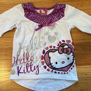 Hello kitty long sleeve shirt with purple sequin neckline